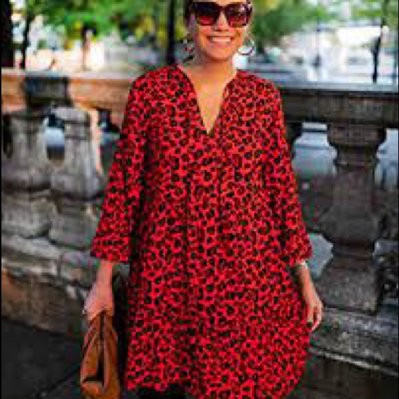Graceatwood The Drop Red Animal Print Dress. - Picture 1 of 10